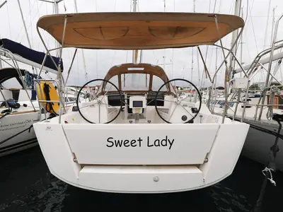 Cockpit of Sweet Lady, a Dufour 350 GL sailboat at Grad Vodice, Croatia