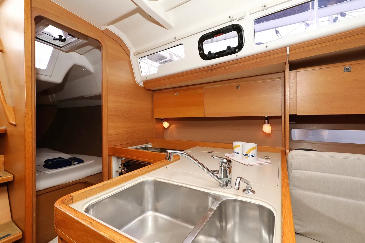 Galley of Sweet Lady, a Dufour 350 GL sailboat at Grad Vodice, Croatia