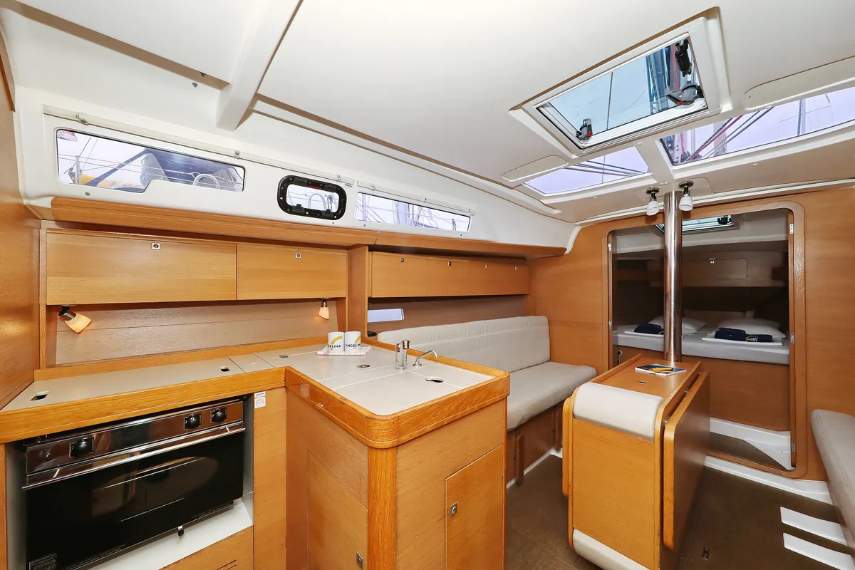Galley of Sweet Lady, a Dufour 350 GL sailboat at Grad Vodice, Croatia