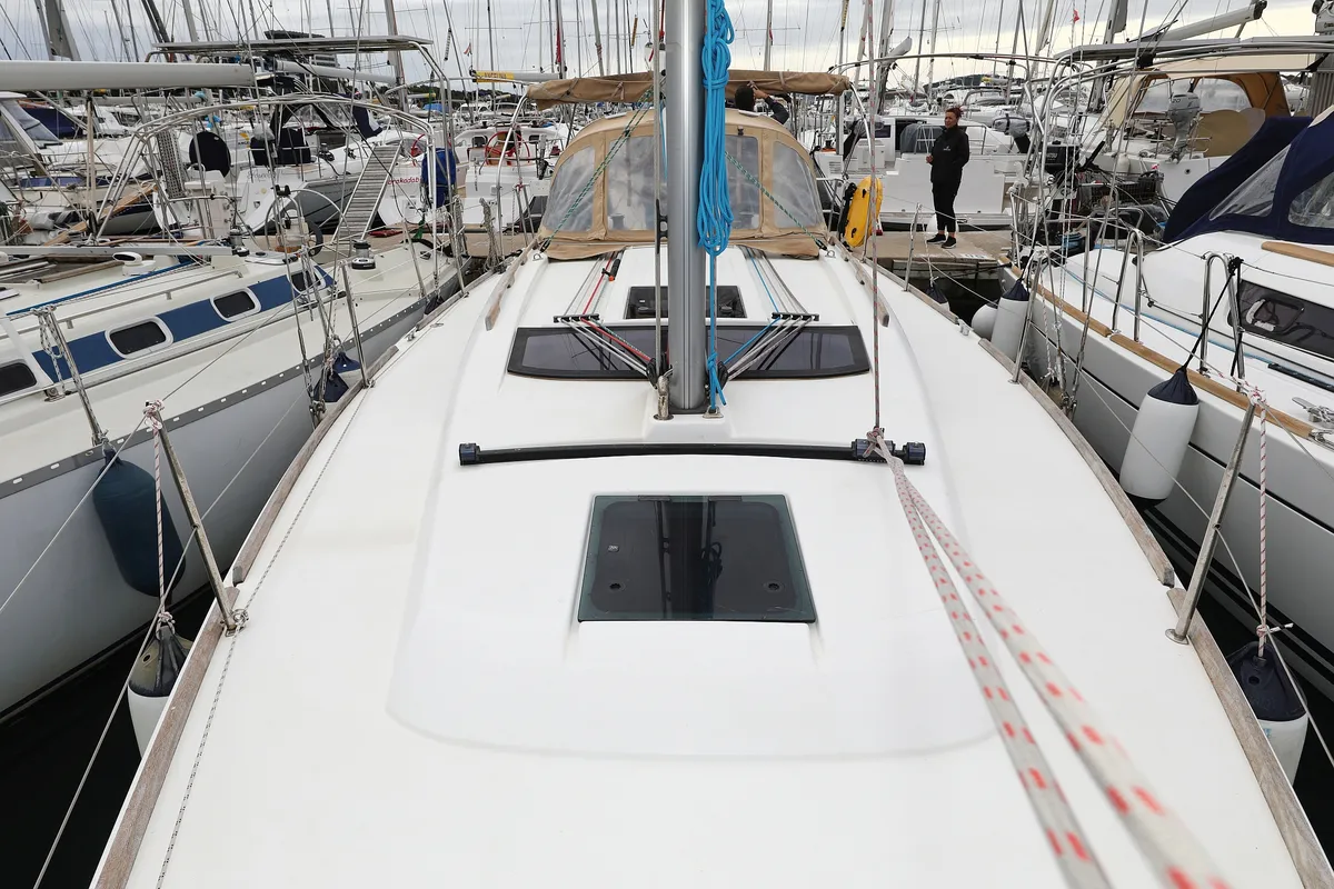 Deck of Sweet Lady, a Dufour 350 GL sailboat at Grad Vodice, Croatia