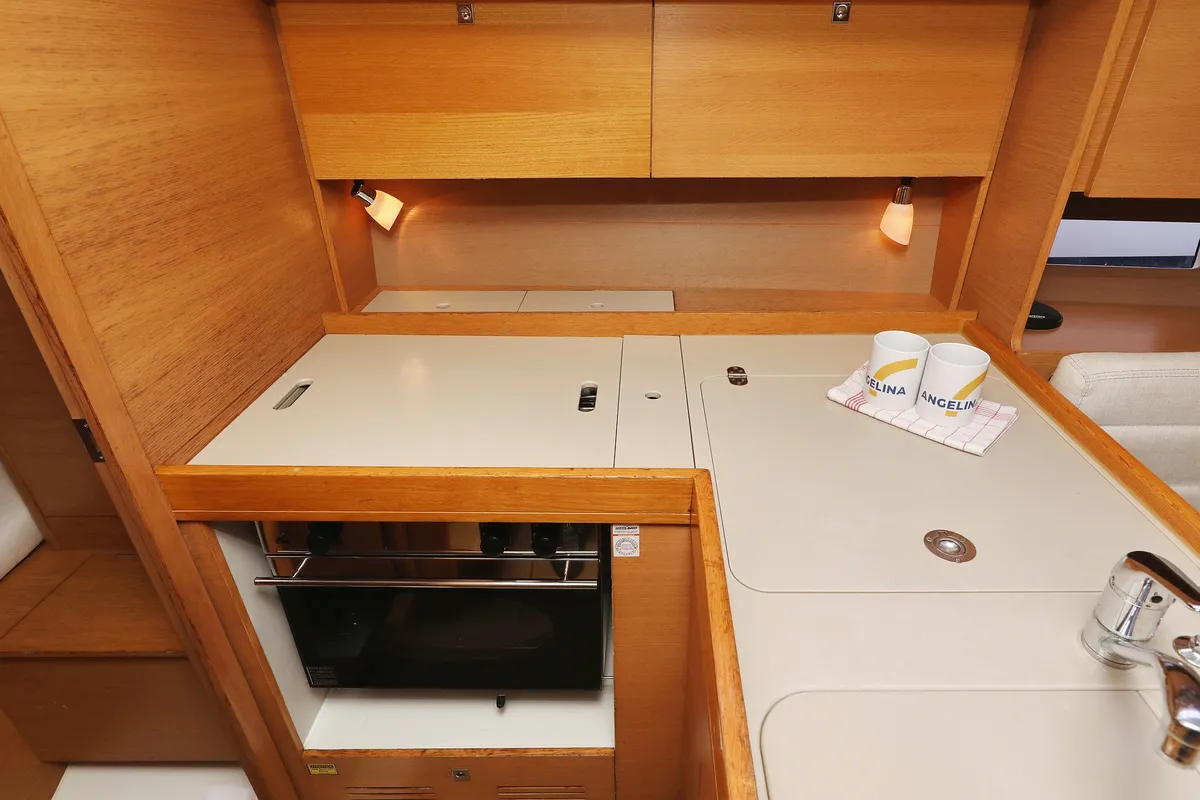 Galley of Sweet Lady, a Dufour 350 GL sailboat at Grad Vodice, Croatia