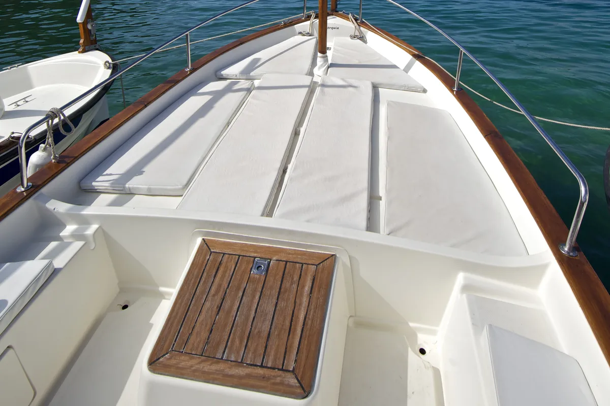 Deck of Roger De Lluria, a Gulet Motorboat motorboat at Palamós, Spain
