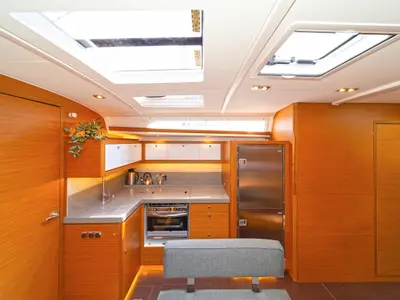 Galley of First Secret, a Dufour 470 sailboat at Skradin, Croatia