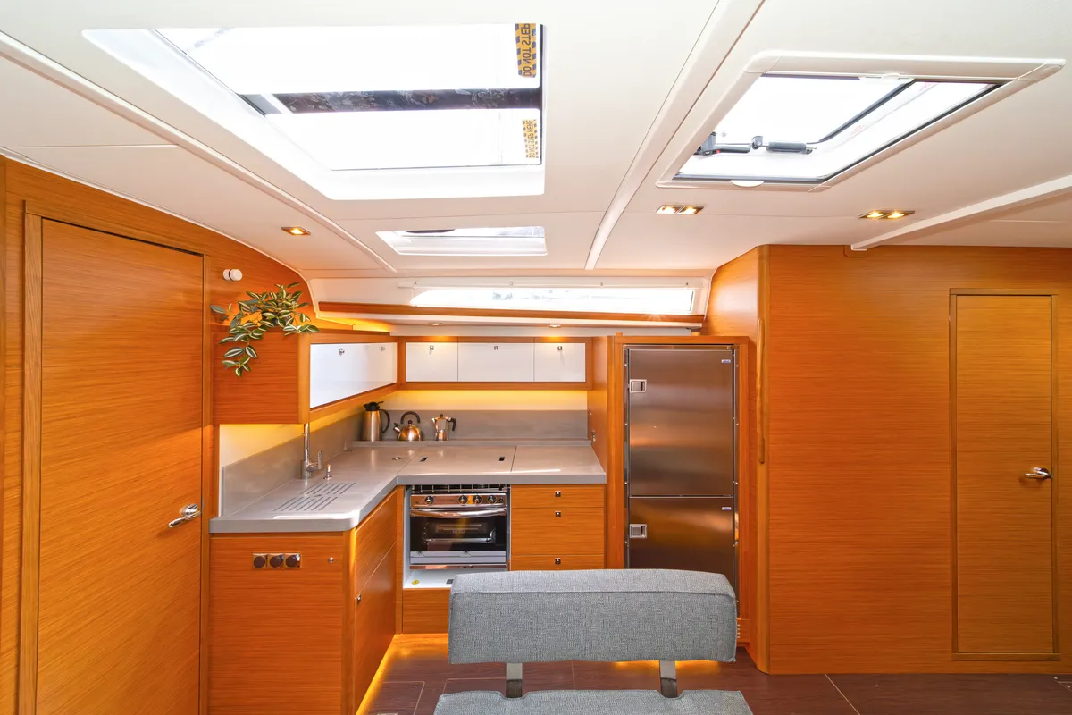 Galley of First Secret, a Dufour 470 sailboat at Skradin, Croatia