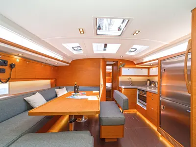 Salon of First Secret, a Dufour 470 sailboat at Skradin, Croatia