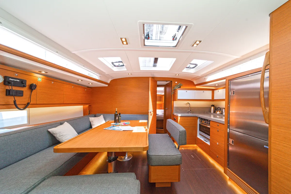 Salon of First Secret, a Dufour 470 sailboat at Skradin, Croatia