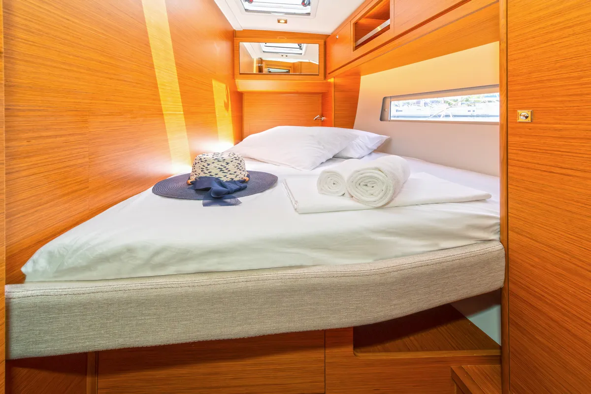 Cabin on First Secret, a Dufour 470 sailboat at Skradin, Croatia