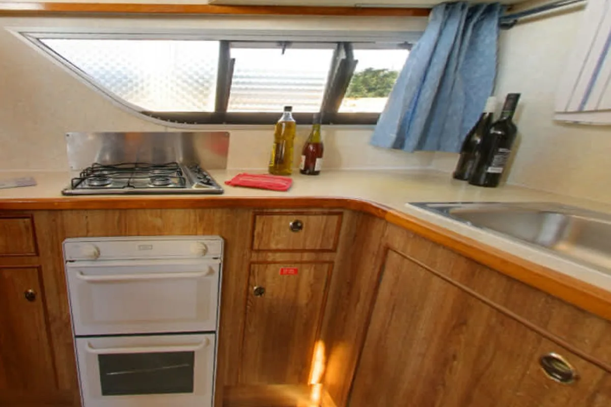 Galley of Gulet Grand Classique, a motorboat at Vinkeveen, Netherlands