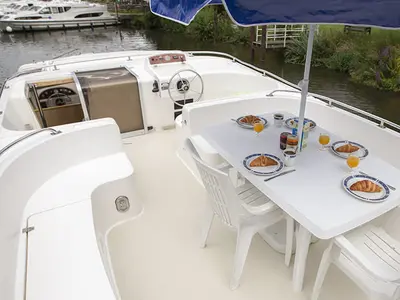 Cockpit of Grand Classique, a Gulet Grand Classique motorboat at Hesse, France