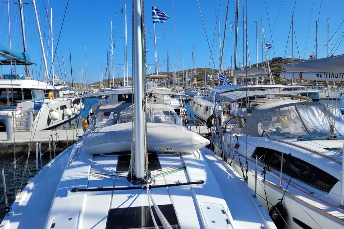 Salon of Hanse 418, a sailboat at Lavrion, Greece