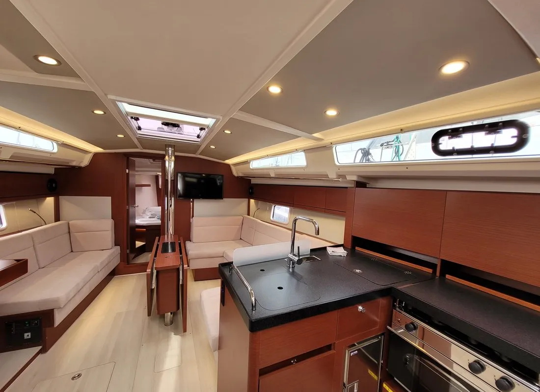 Salon of Hanse 418, a sailboat at Lavrion, Greece