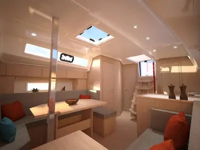 Salon of Olivia, a Bavaria C38 sailboat at Municipal Unit of Palairos, Greece