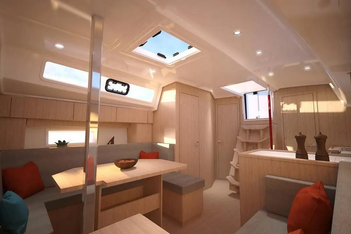 Salon of Olivia, a Bavaria C38 sailboat at Municipal Unit of Palairos, Greece