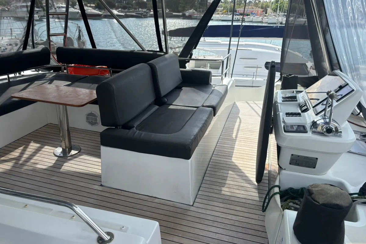 Cockpit of Aqua Star, a Lagoon 50 catamaran at Municipal Unit of Lefkada, Greece