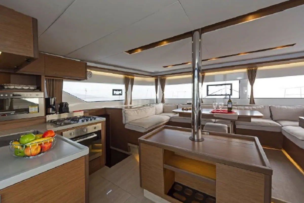 Galley of Aqua Star, a Lagoon 50 catamaran at Municipal Unit of Lefkada, Greece