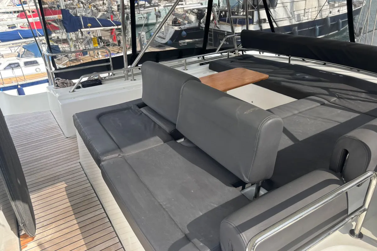 Deck of Aqua Star, a Lagoon 50 catamaran at Municipal Unit of Lefkada, Greece