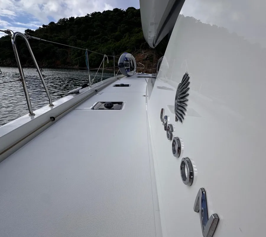Deck of MAUI (MAR), a Lagoon 55 catamaran at Alameda, United States