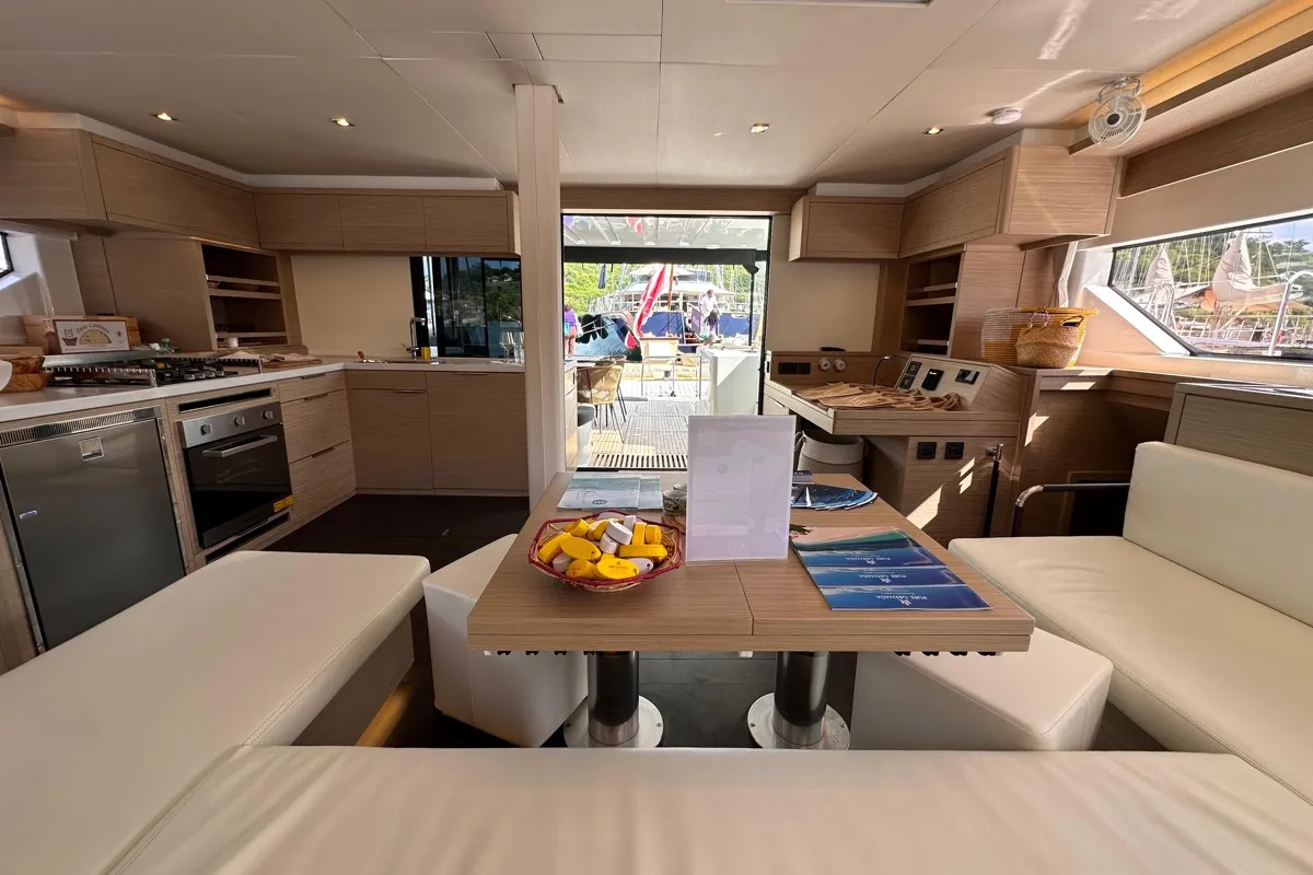 Salon of MAUI (MAR), a Lagoon 55 catamaran at Alameda, United States