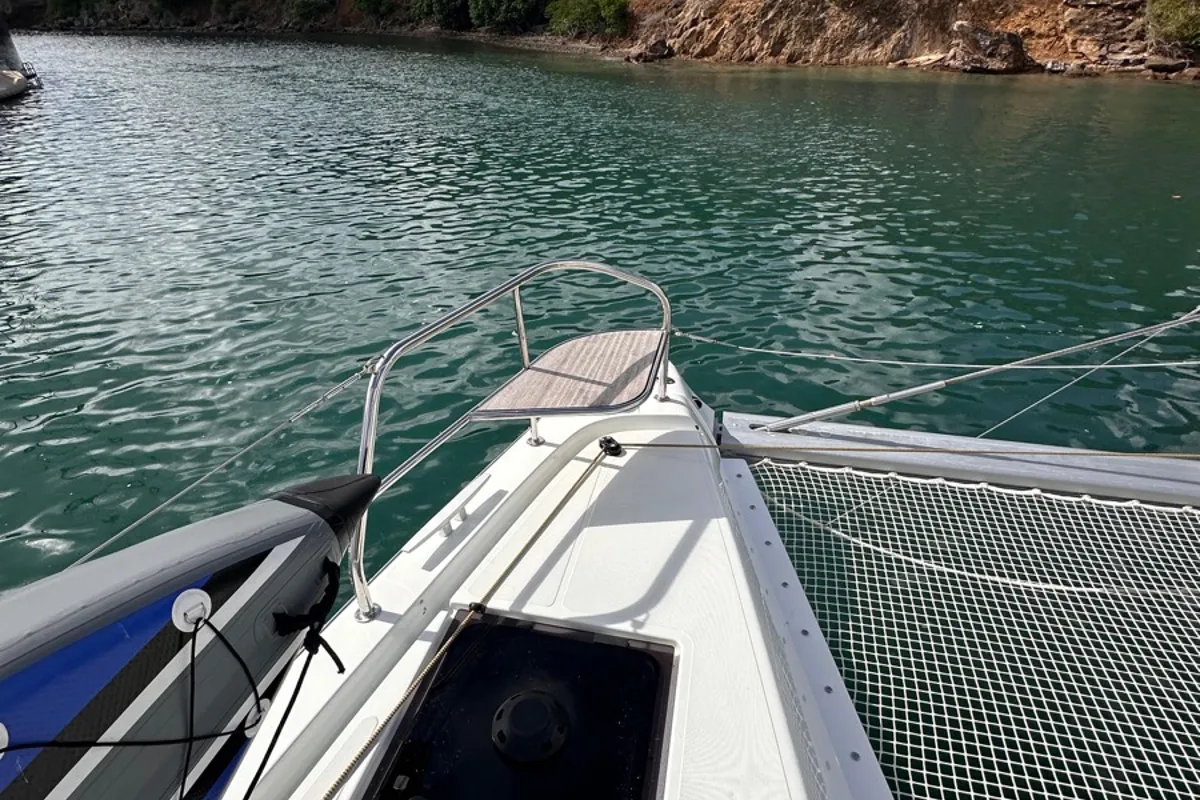 Deck of MAUI (MAR), a Lagoon 55 catamaran at Alameda, United States