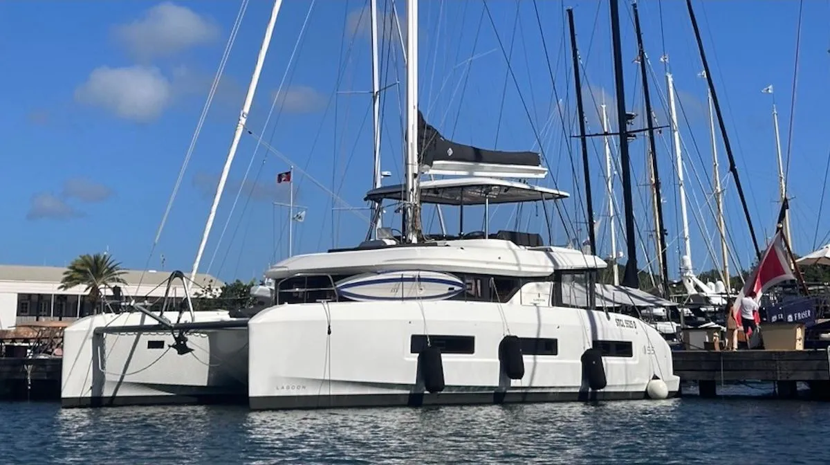 Exterior view of MAUI (MAR), a Lagoon 55 catamaran at Alameda, United States