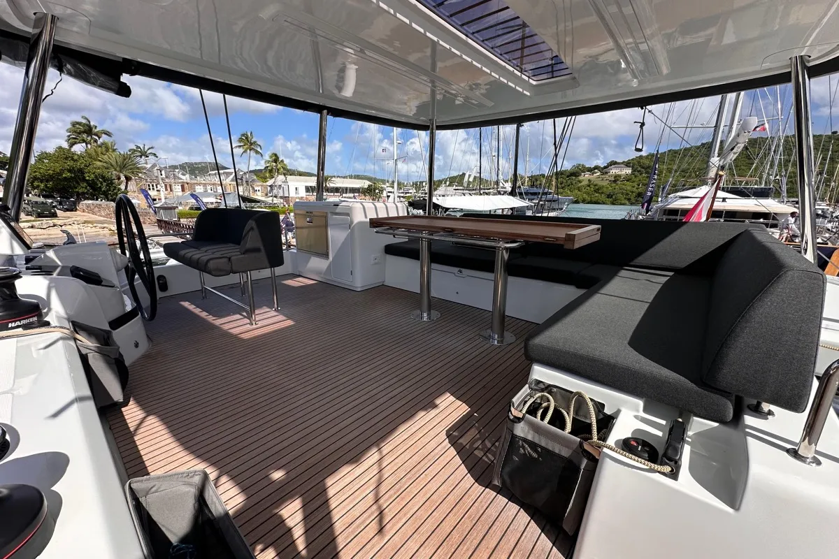 Deck of MAUI (MAR), a Lagoon 55 catamaran at Alameda, United States