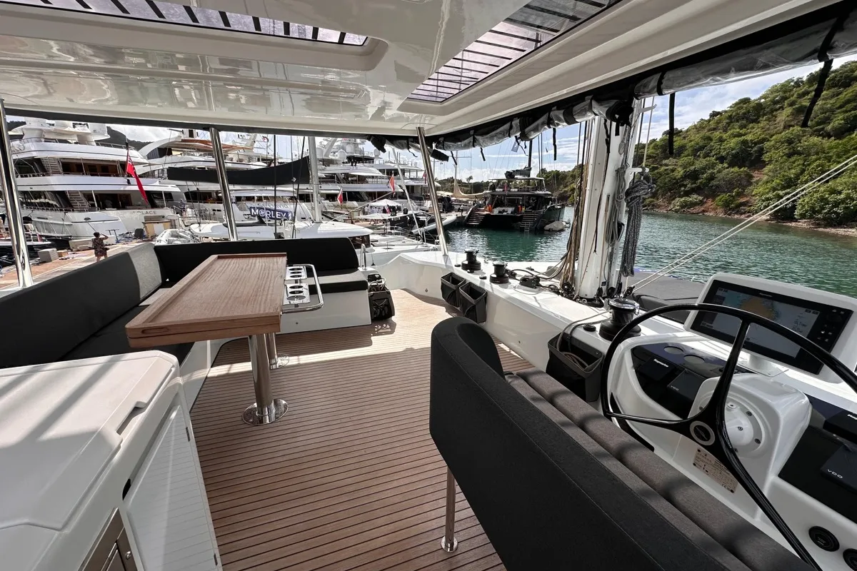 Cockpit of MAUI (MAR), a Lagoon 55 catamaran at Alameda, United States