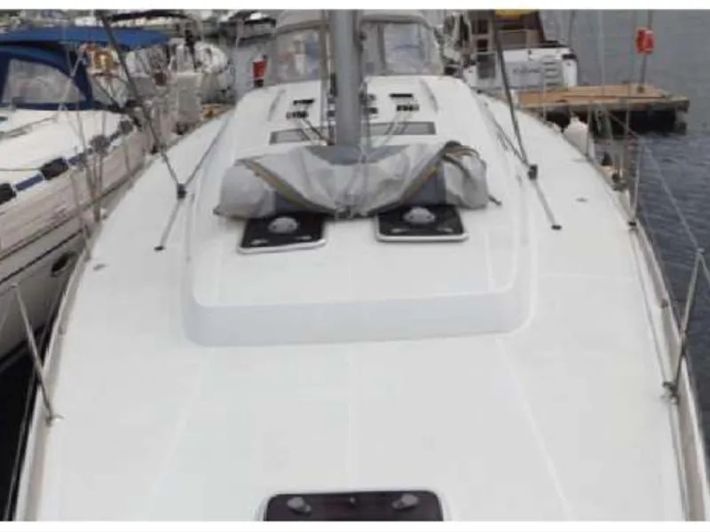 Deck of In Compliance, a Beneteau Oceanis 50 Family sailboat at Kalkara, Malta