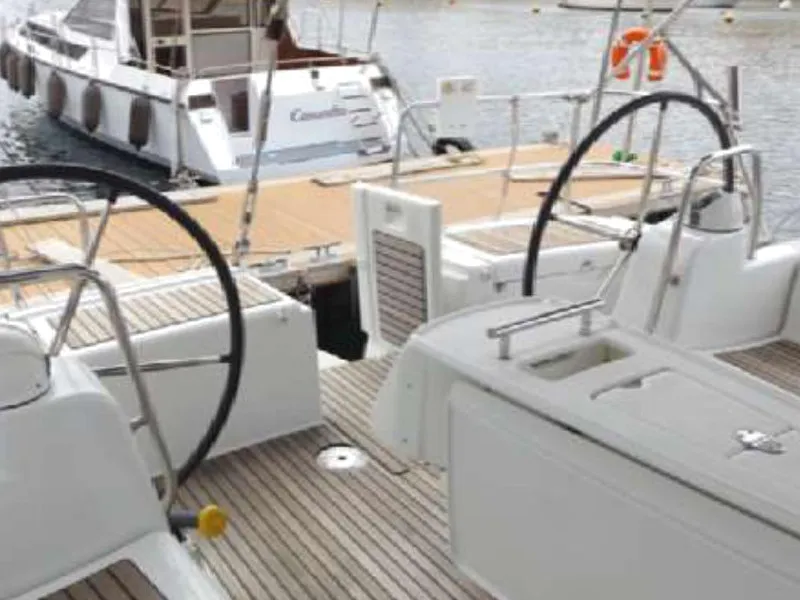 Cockpit of In Compliance, a Beneteau Oceanis 50 Family sailboat at Kalkara, Malta