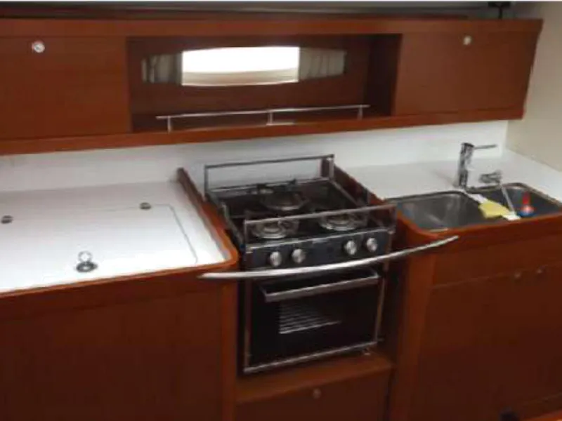 Galley of In Compliance, a Beneteau Oceanis 50 Family sailboat at Kalkara, Malta