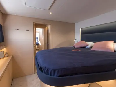 Cabin on Impossible Dream, a Fountaine Pajot Saona 47 Maestro catamaran at Central Abaco, Bahamas