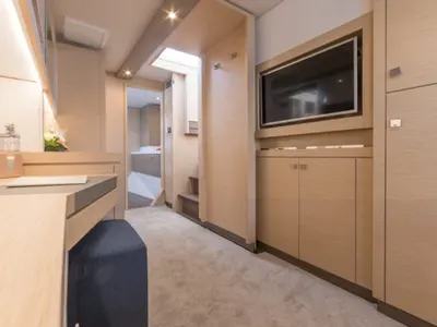 Cabin on Impossible Dream, a Fountaine Pajot Saona 47 Maestro catamaran at Central Abaco, Bahamas
