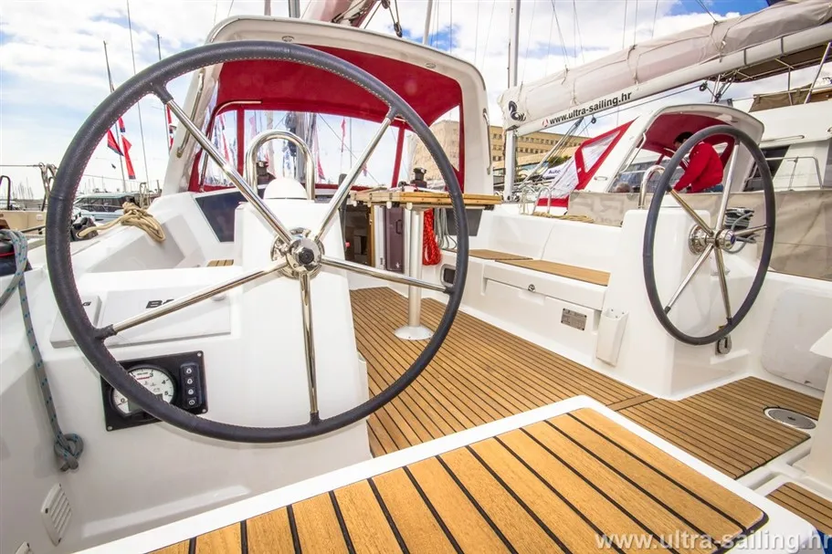 Cockpit of GALA, a Beneteau Oceanis 35 sailboat at Split, Croatia