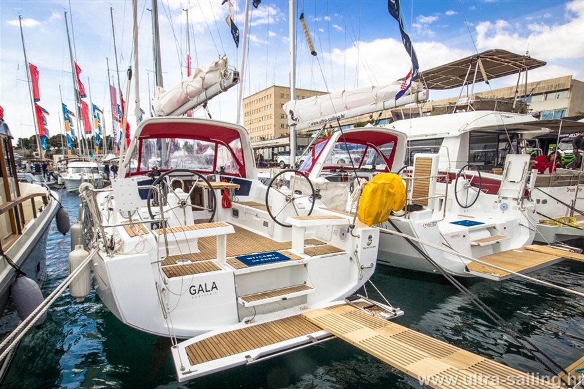 Exterior view of GALA, a Beneteau Oceanis 35 sailboat at Split, Croatia