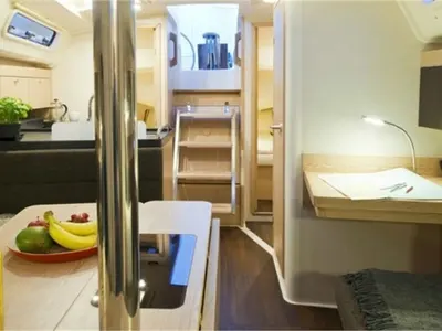 Salon of Sunshine, a Hanse 345 sailboat at Athens, Greece