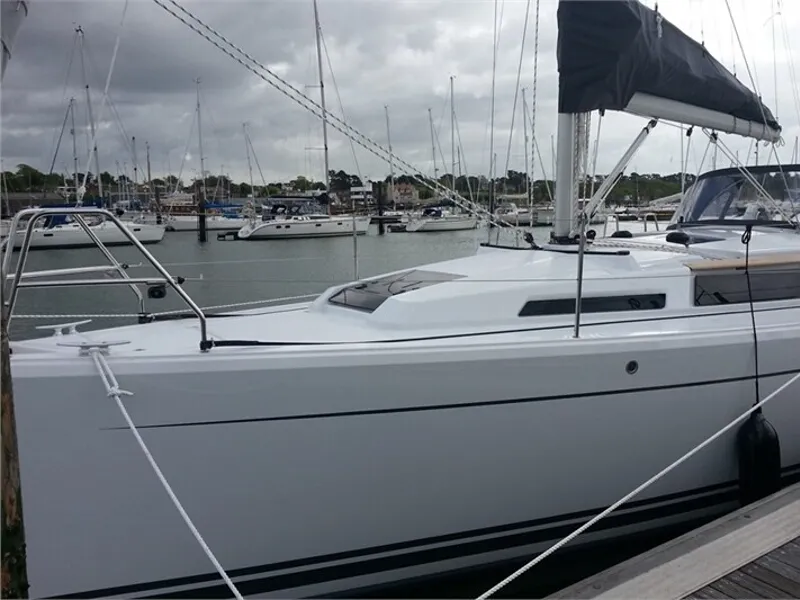 Exterior view of Sunshine, a Hanse 345 sailboat at Athens, Greece