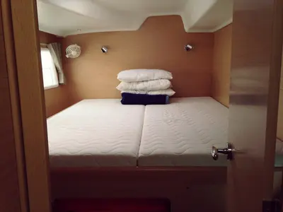 Cabin on Thalassaki, a Lagoon 380 catamaran at Athens, Greece