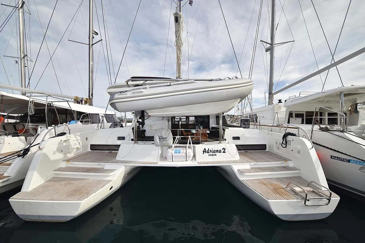 Exterior view of Adriana 2, a Lagoon 42 catamaran at Grad Trogir, Croatia