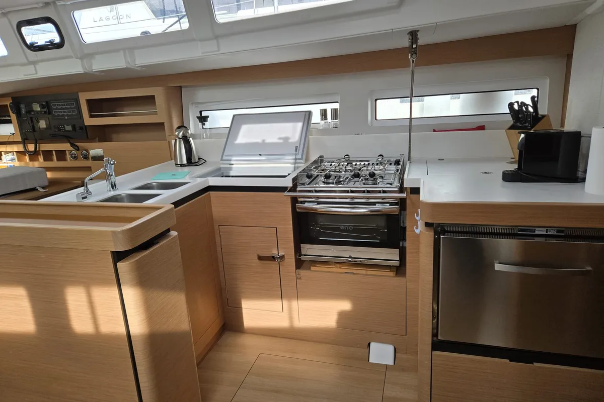 Sofiya, a Jeanneau Sun Odyssey 490 sailboat at Marina, Croatia