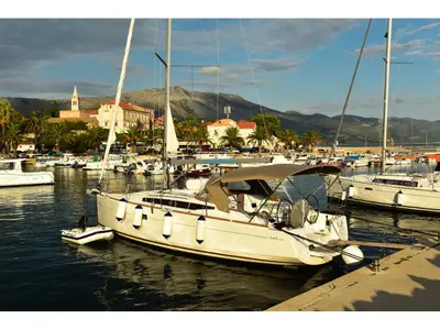 Exterior view of Višnjica, a Jeanneau Sun Odyssey 349 sailboat at Grad Ploče, Croatia