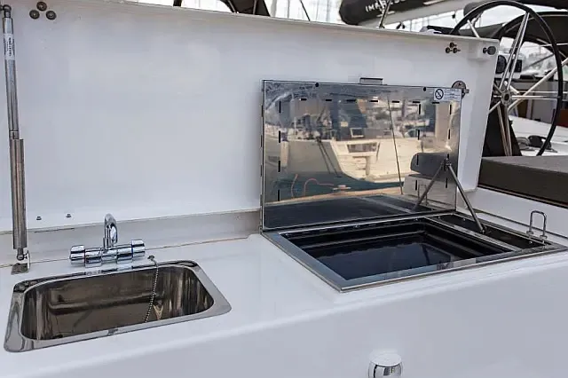Deck of Johanna, a Dufour 530 sailboat at Seget Donji, Croatia