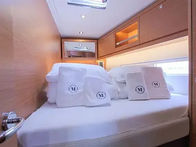 Cabin on Johanna, a Dufour 530 sailboat at Seget Donji, Croatia