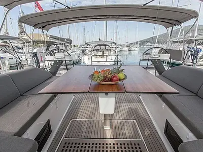 Deck of Johanna, a Dufour 530 sailboat at Seget Donji, Croatia