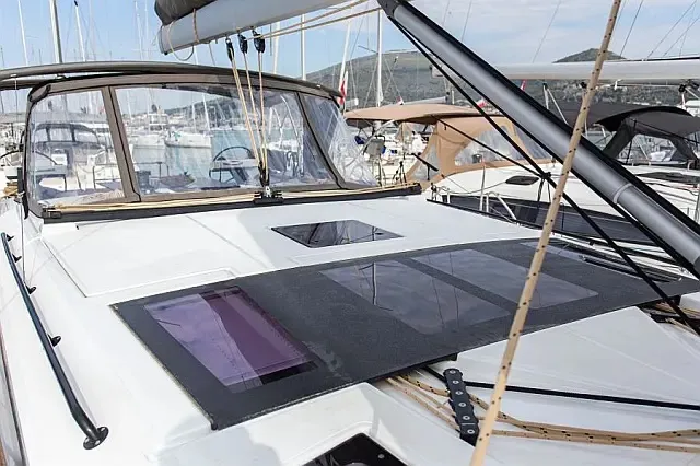 Deck of Johanna, a Dufour 530 sailboat at Seget Donji, Croatia