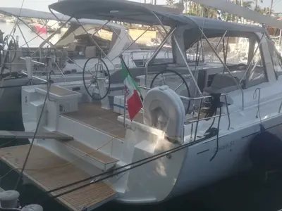 Exterior view of Belle, a Beneteau Oceanis 51.1 sailboat at Cannigione, Italy