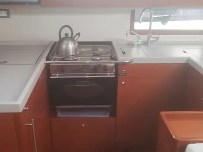 Galley of Belle, a Beneteau Oceanis 51.1 sailboat at Cannigione, Italy