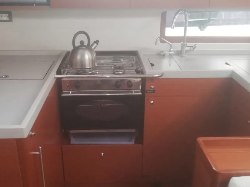 Galley of Belle, a Beneteau Oceanis 51.1 sailboat at Cannigione, Italy