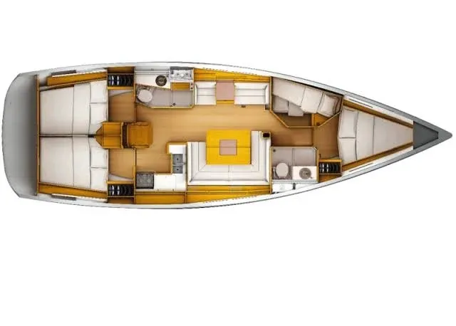Exterior view of Classic, a Jeanneau Sun Odyssey 439 sailboat at Fethiye, Turkey