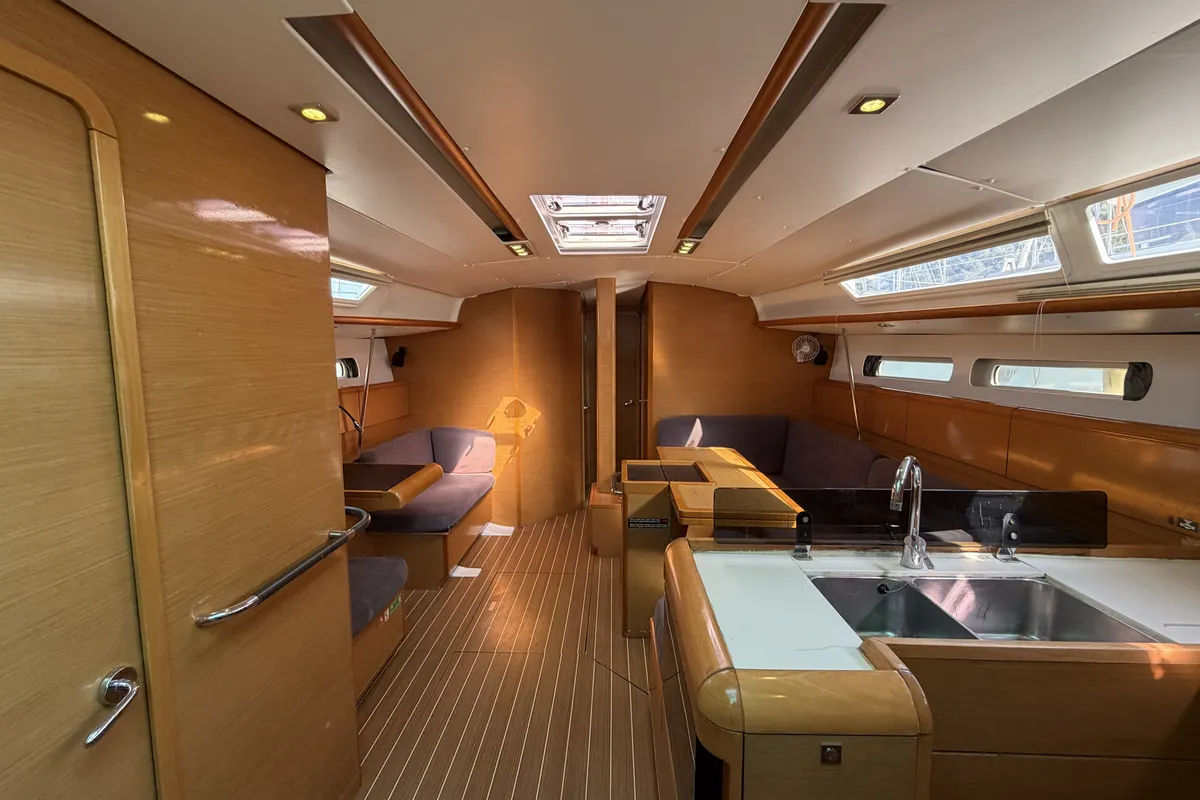 Salon of Classic, a Jeanneau Sun Odyssey 439 sailboat at Fethiye, Turkey