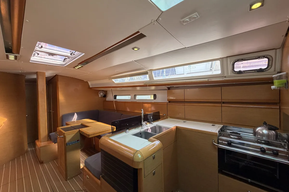 Salon of Classic, a Jeanneau Sun Odyssey 439 sailboat at Fethiye, Turkey