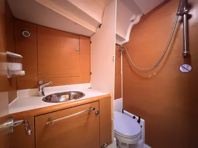Cabin on Classic, a Jeanneau Sun Odyssey 439 sailboat at Fethiye, Turkey